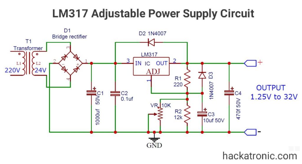 LM317可调稳压电路