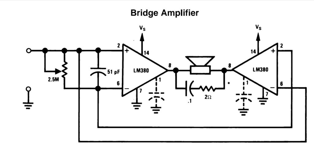 桥式放大器采用LM380 IC